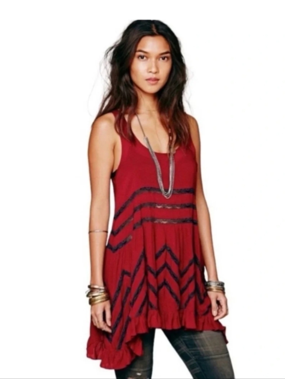 FREE PEOPLE voile and lace trapeze slip